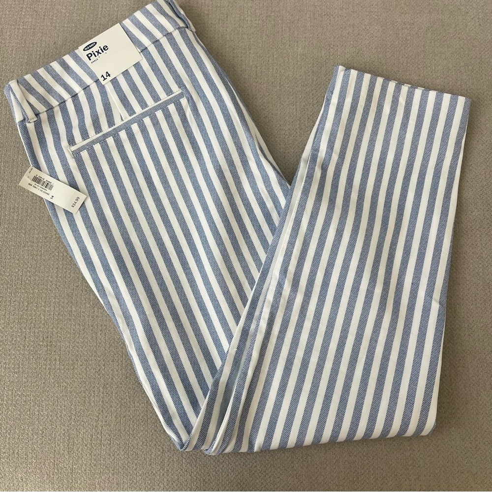 Old Navy Blue and White Striped Chinos
